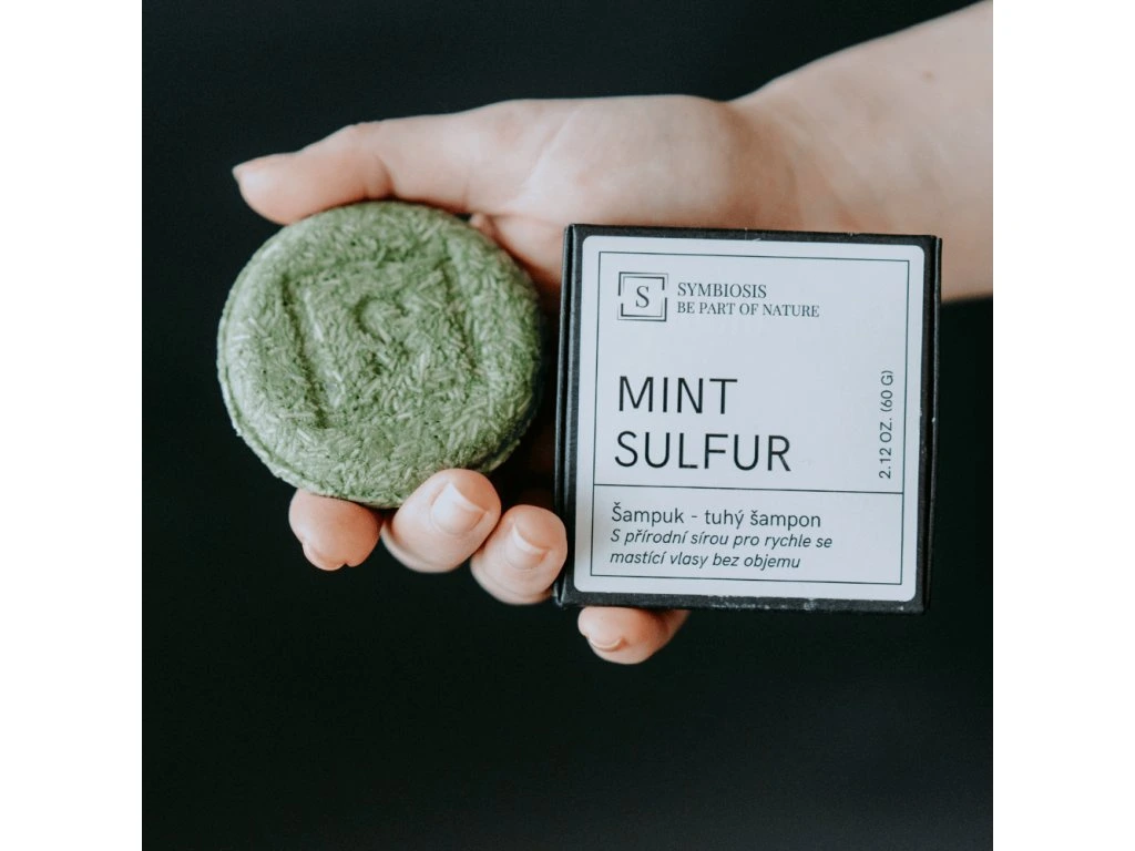 Symbiosis Mint Sulfur – tuhý šampuk s přírodní sírou, 60 g